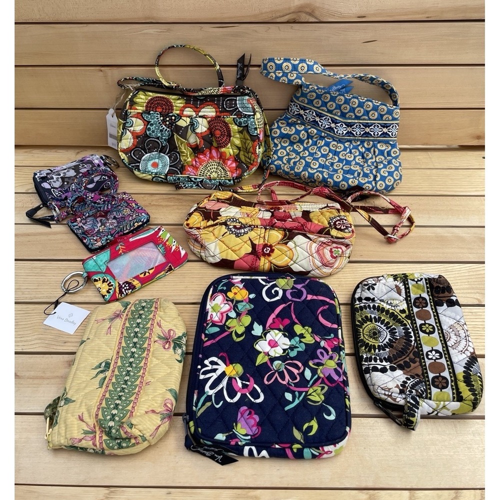 9x LOT - Vera Bradley Flower Purse Floral Zip ID Case Cosmetic Wallet Crossbody
